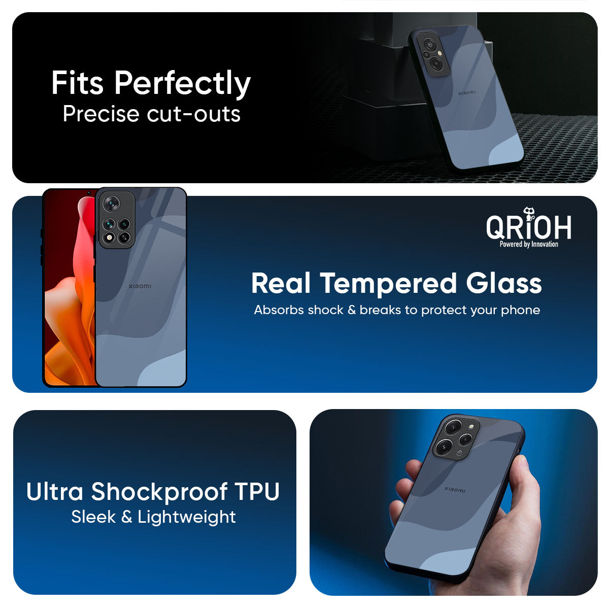 Navy Blue Ombre Glass Case for Mi 14 Ultra 5G