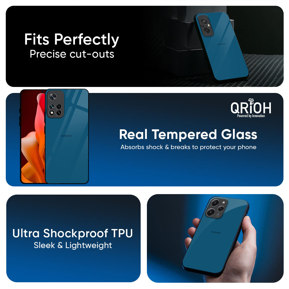 Cobalt Blue Glass Case for Redmi Note 15 5G