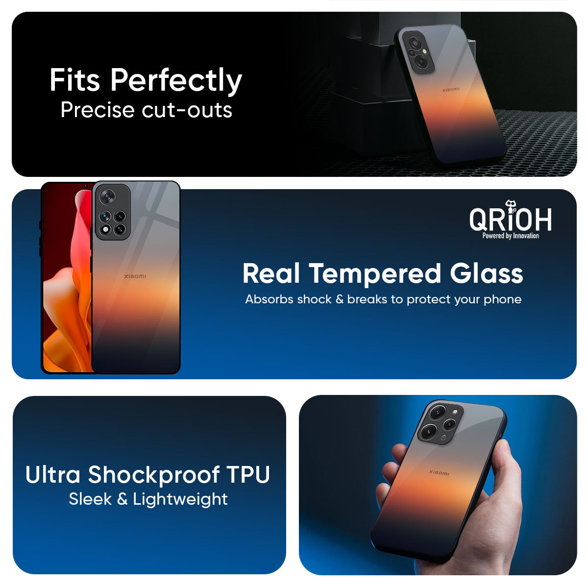 Aesthetic Orange Glass Case for Mi 15 5G