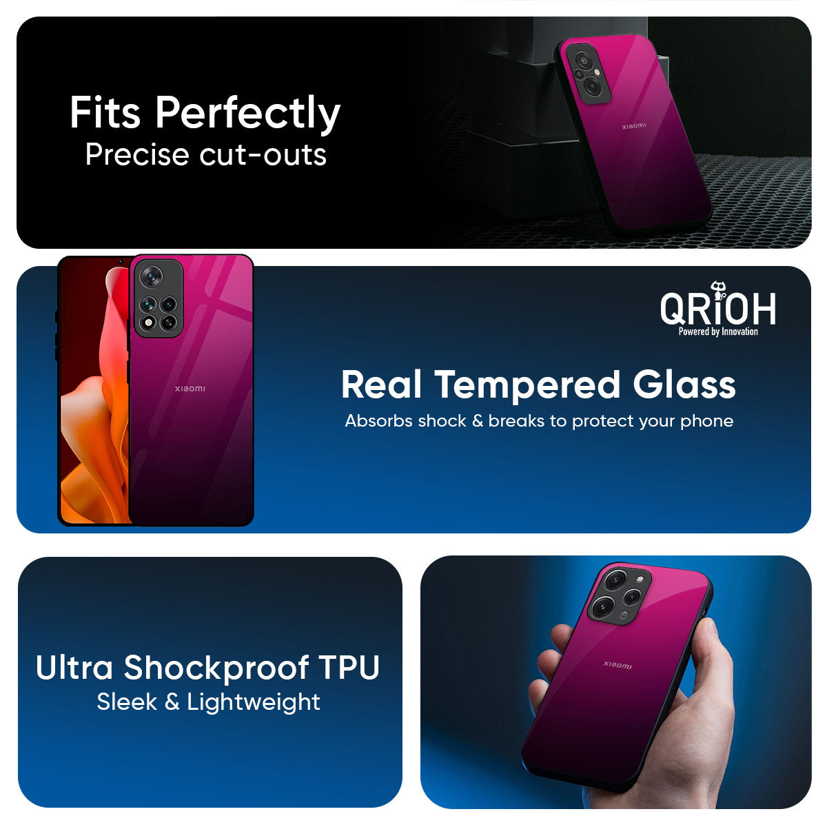 Purple Ombre Pattern Glass Case for Redmi note 15 Pro +