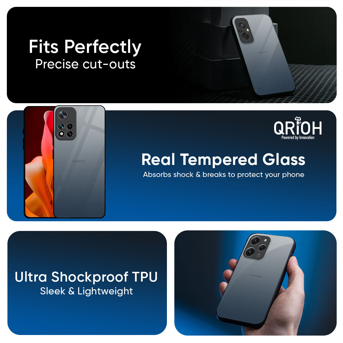 Smokey Grey Color Glass Case For Mi 15 5G