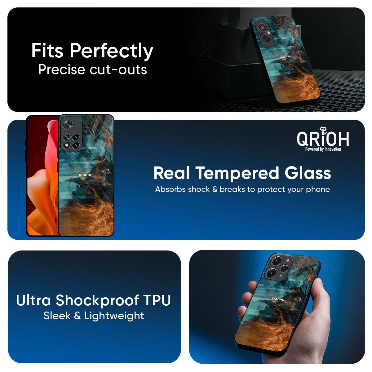 Golden Splash Glass Case for Xiaomi 17 5G