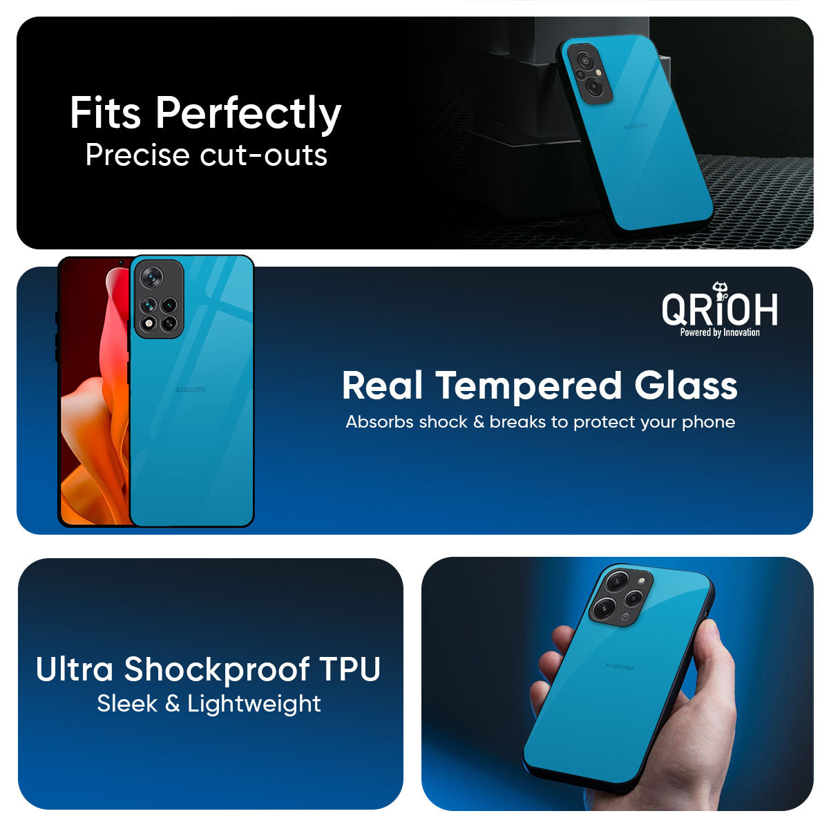 Blue Aqua Glass Case for Redmi note 15 Pro +