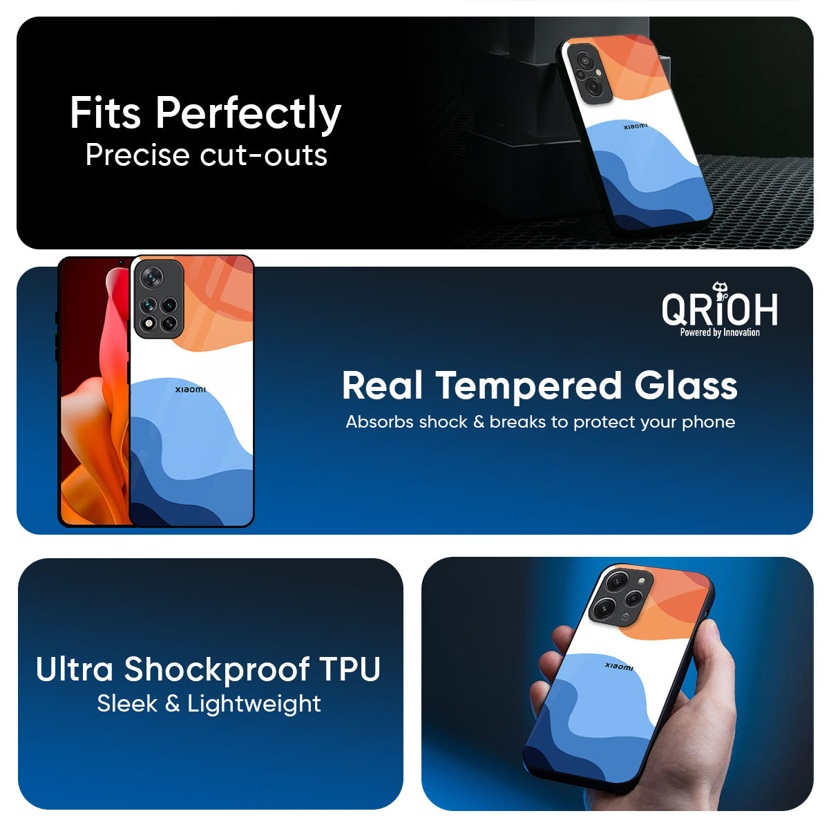 Wavy Color Pattern Glass Case for Mi 15 5G