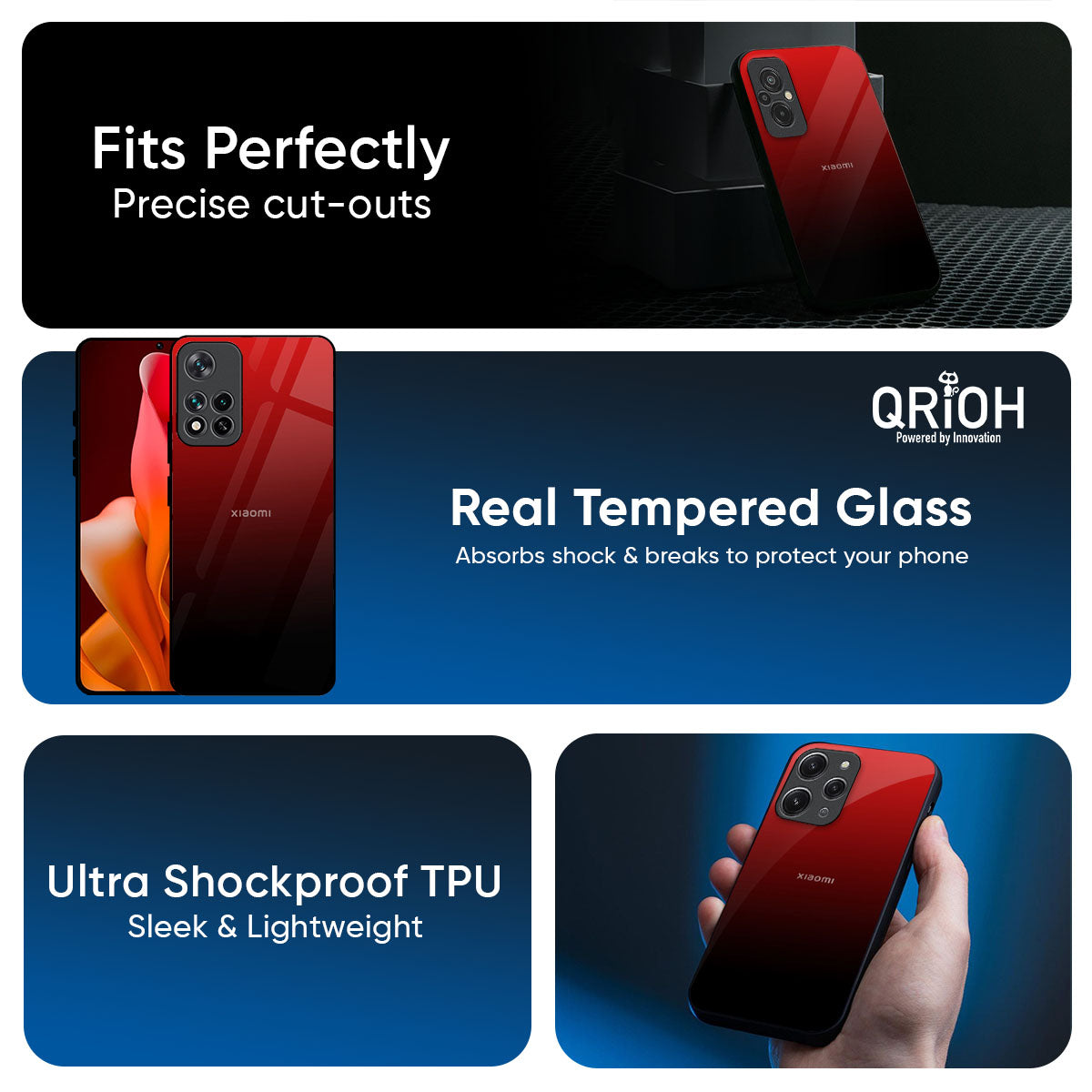 Maroon Faded Glass Case for Mi 15 5G
