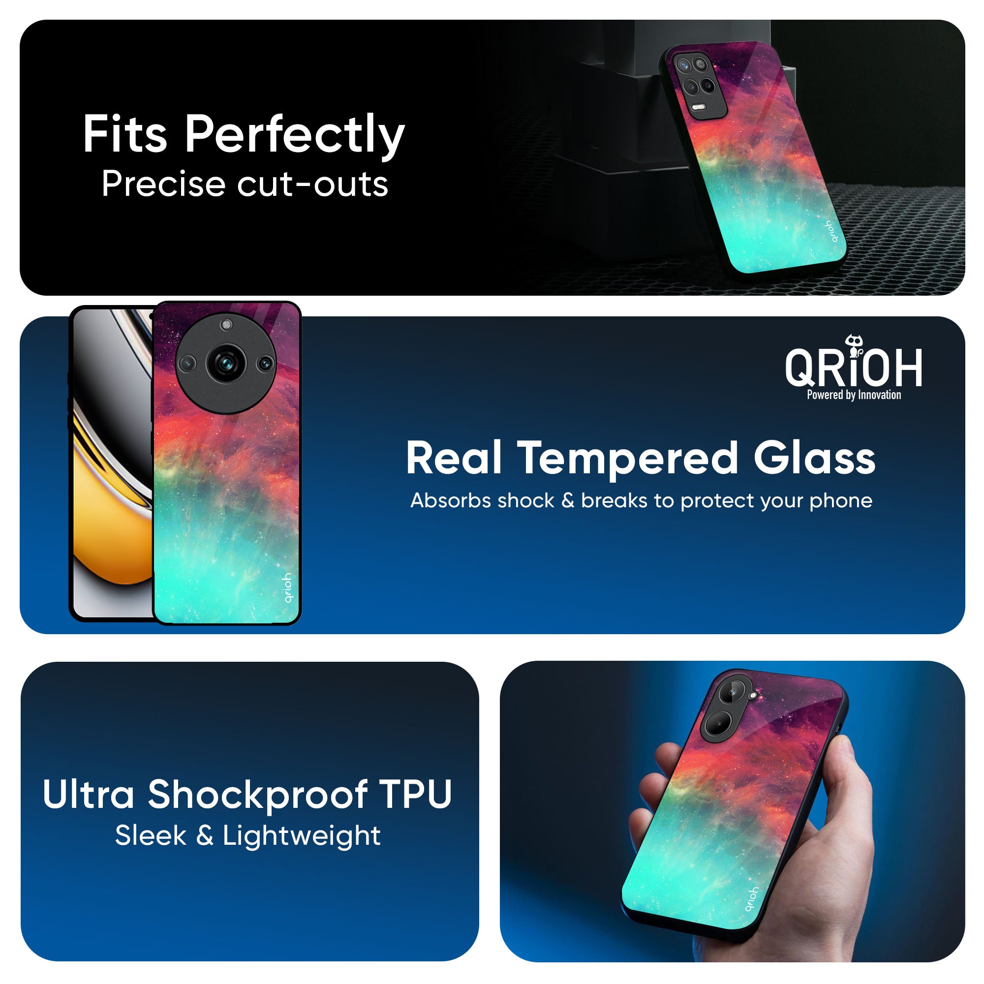 Colorful Aura Glass Case for Realme 13 Pro Plus 5G