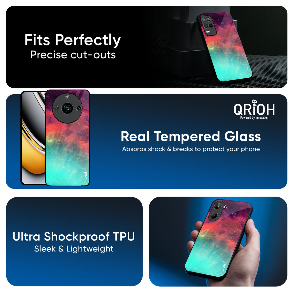 Colorful Aura Glass Case for Realme 13 Plus 5G
