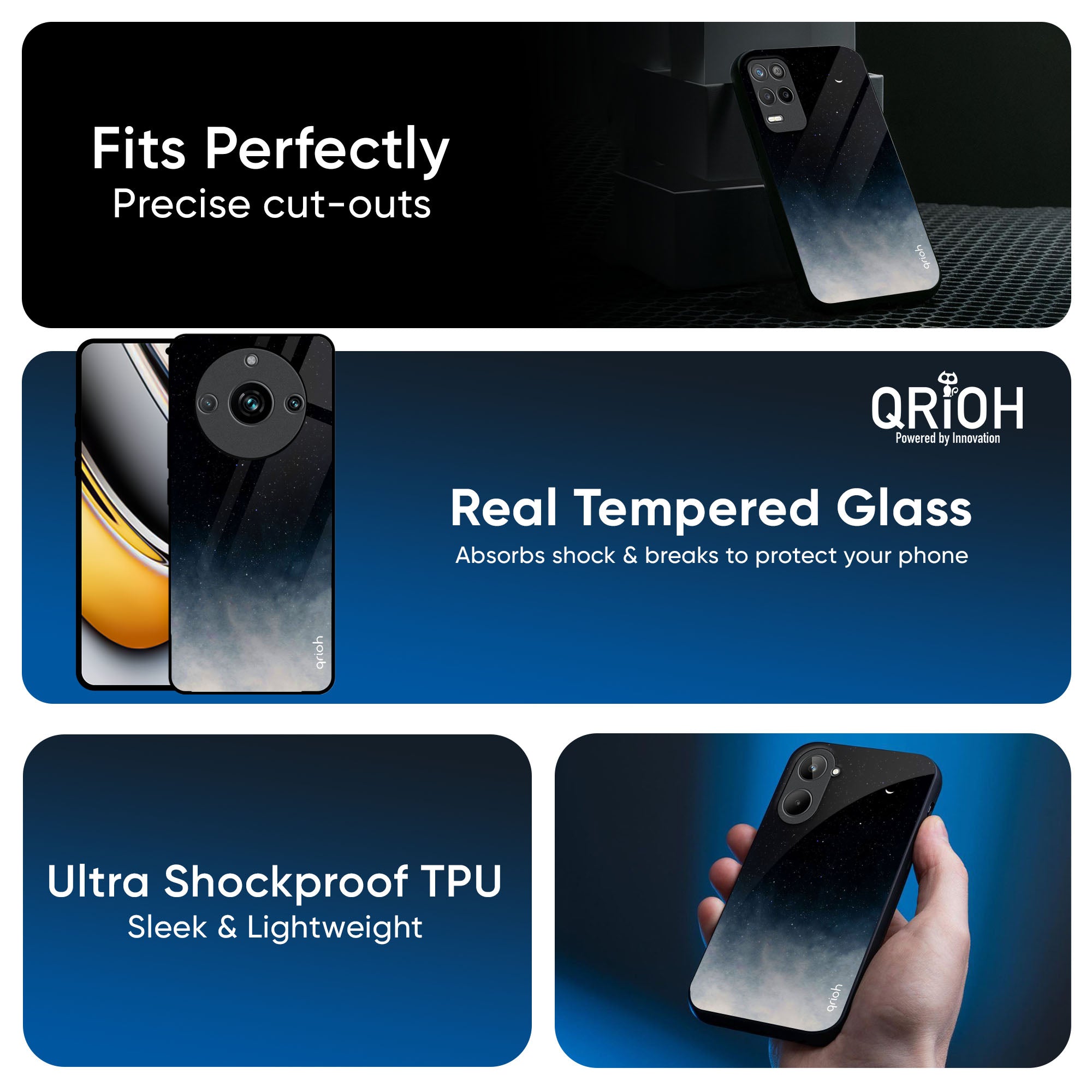 Black Aura Glass Case for Realme 13 5G