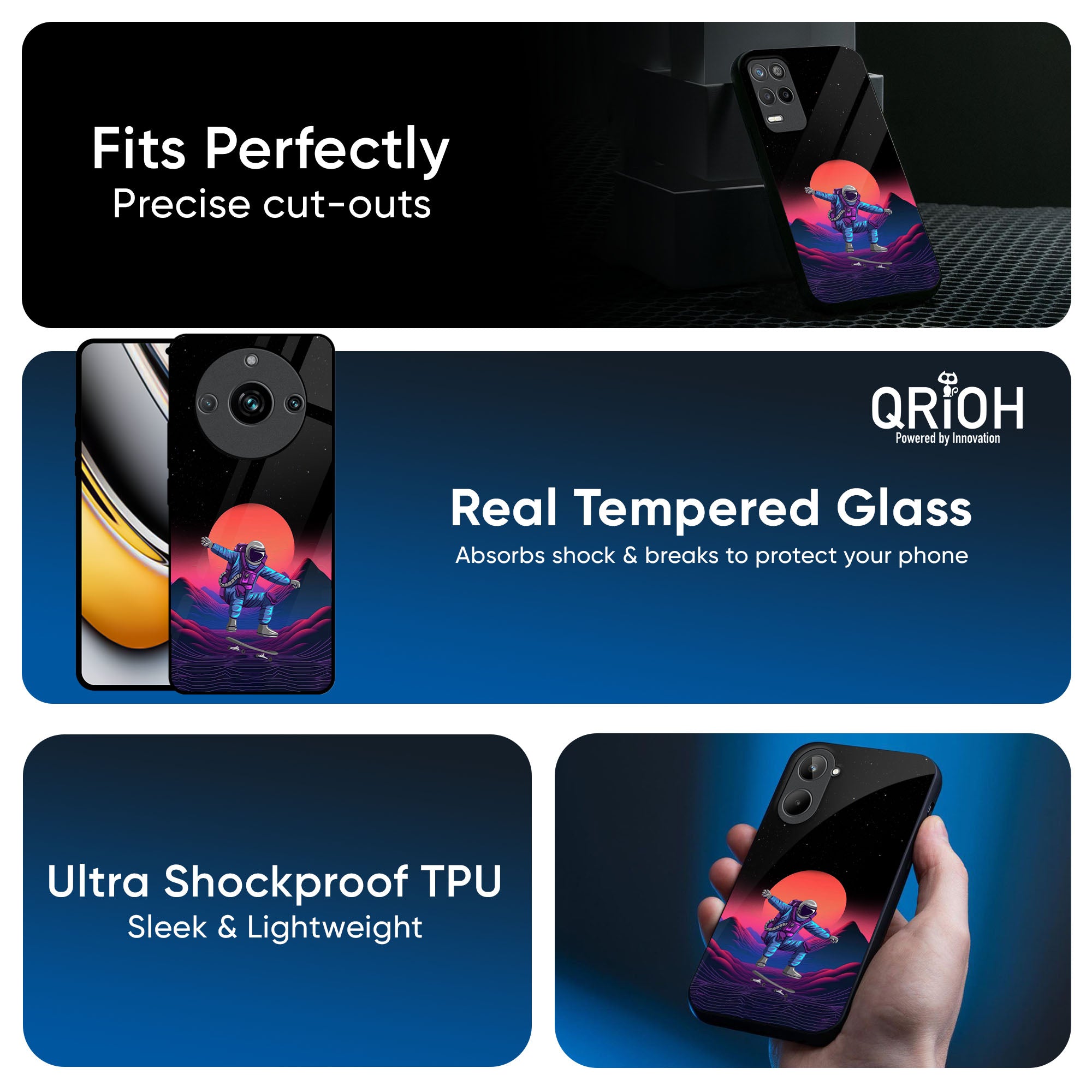 Retro Astronaut Glass Case for Realme 13 5G