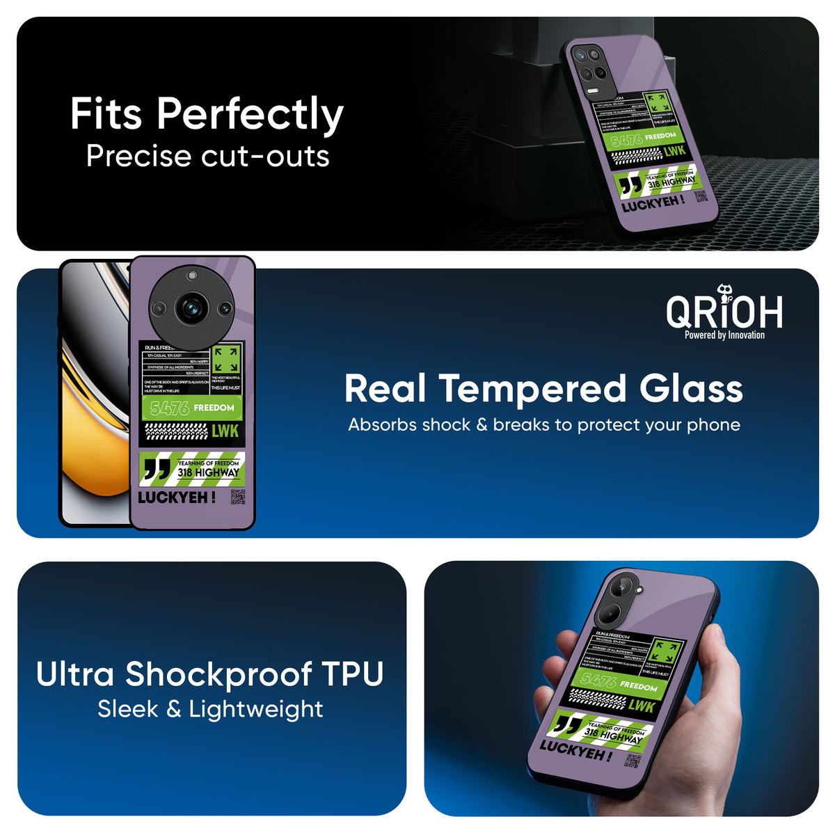 Run & Freedom Glass Case for Realme P1 5G