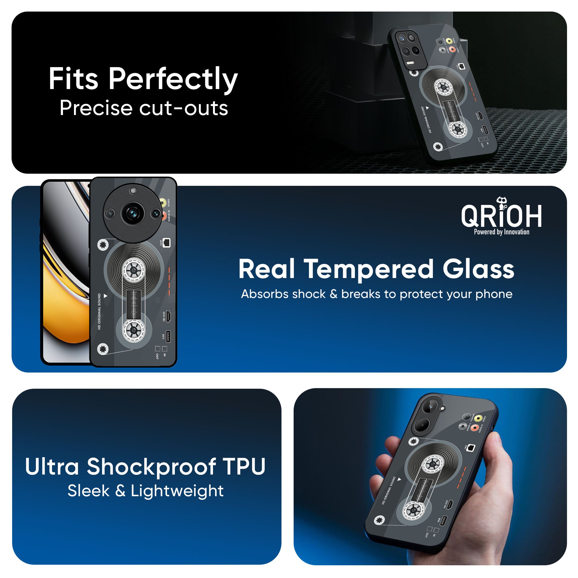 Retro Recorder Glass Case for Realme C55