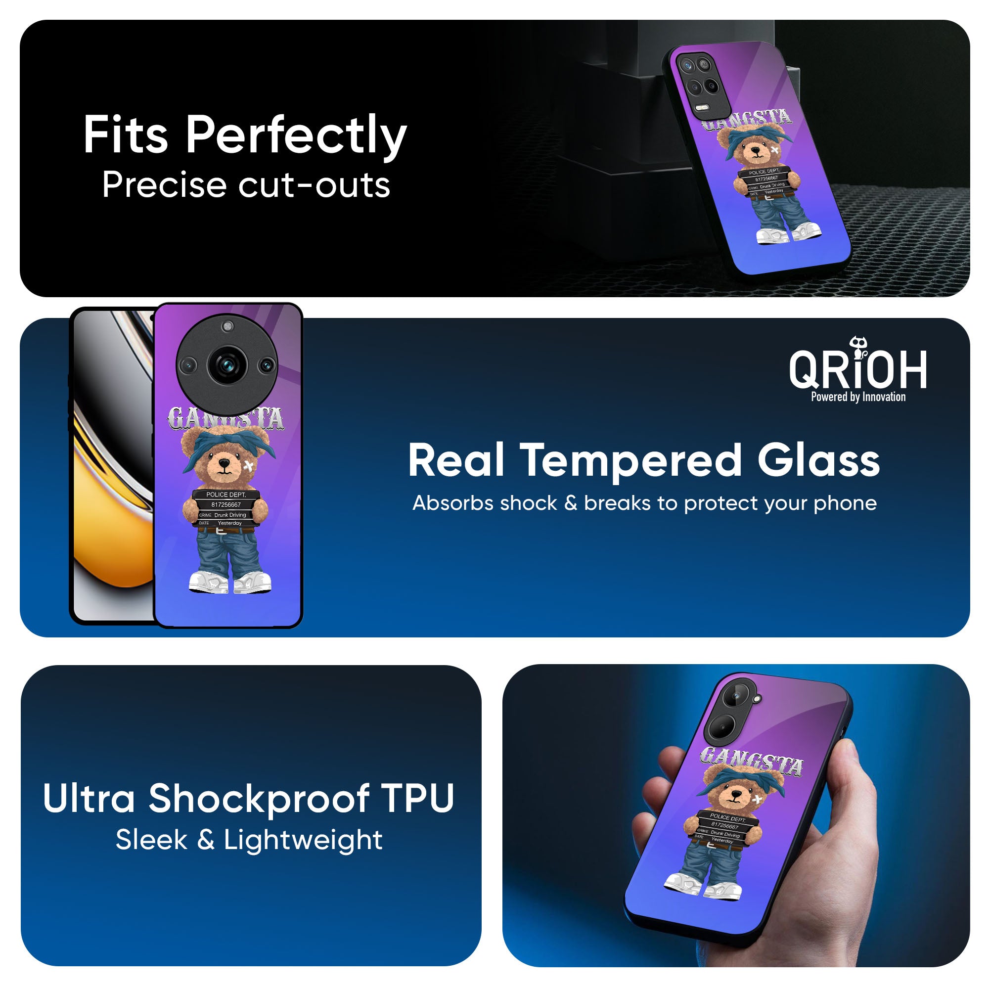 Gangsta Bear Glass Case for Realme C21Y
