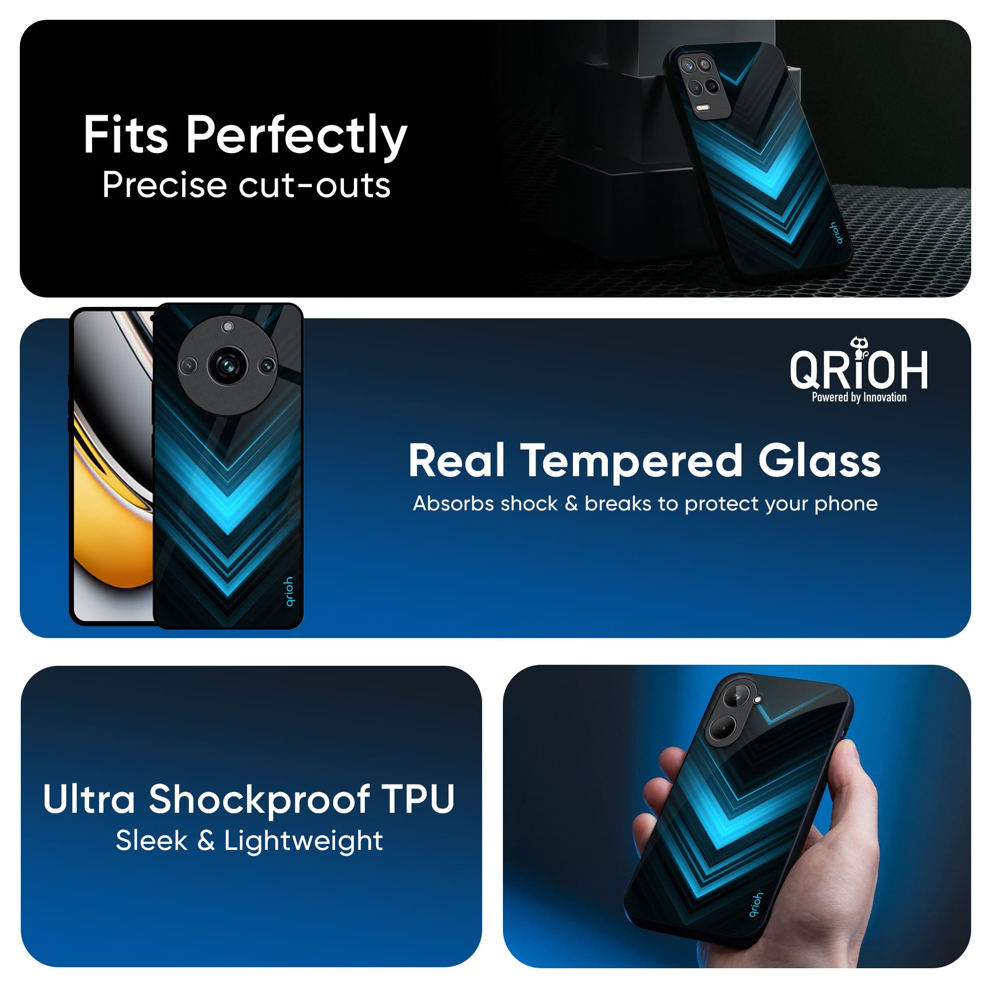 Vertical Blue Arrow Glass Case For Realme 13 5G