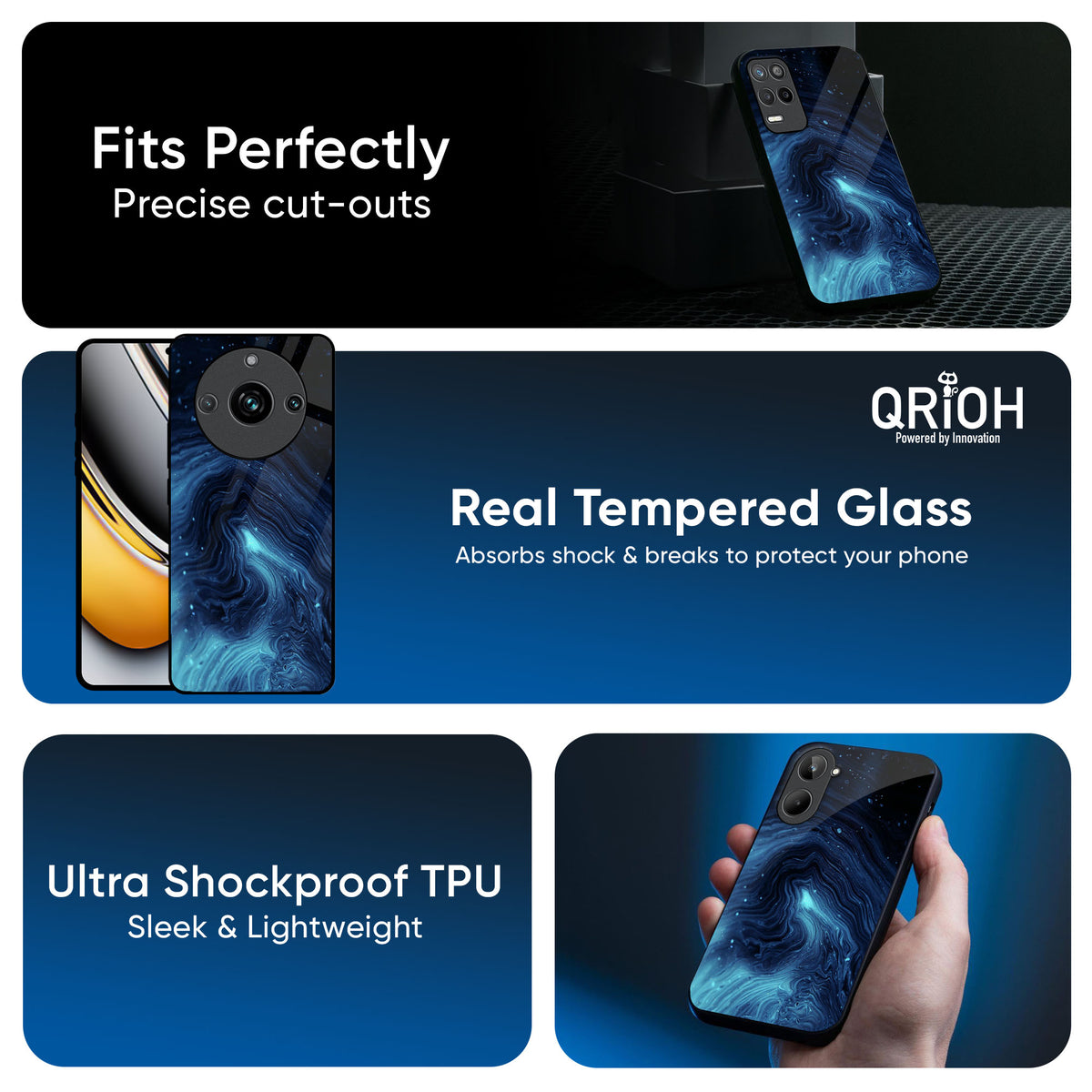 Dazzling Ocean Gradient Glass Case For Realme 13 5G