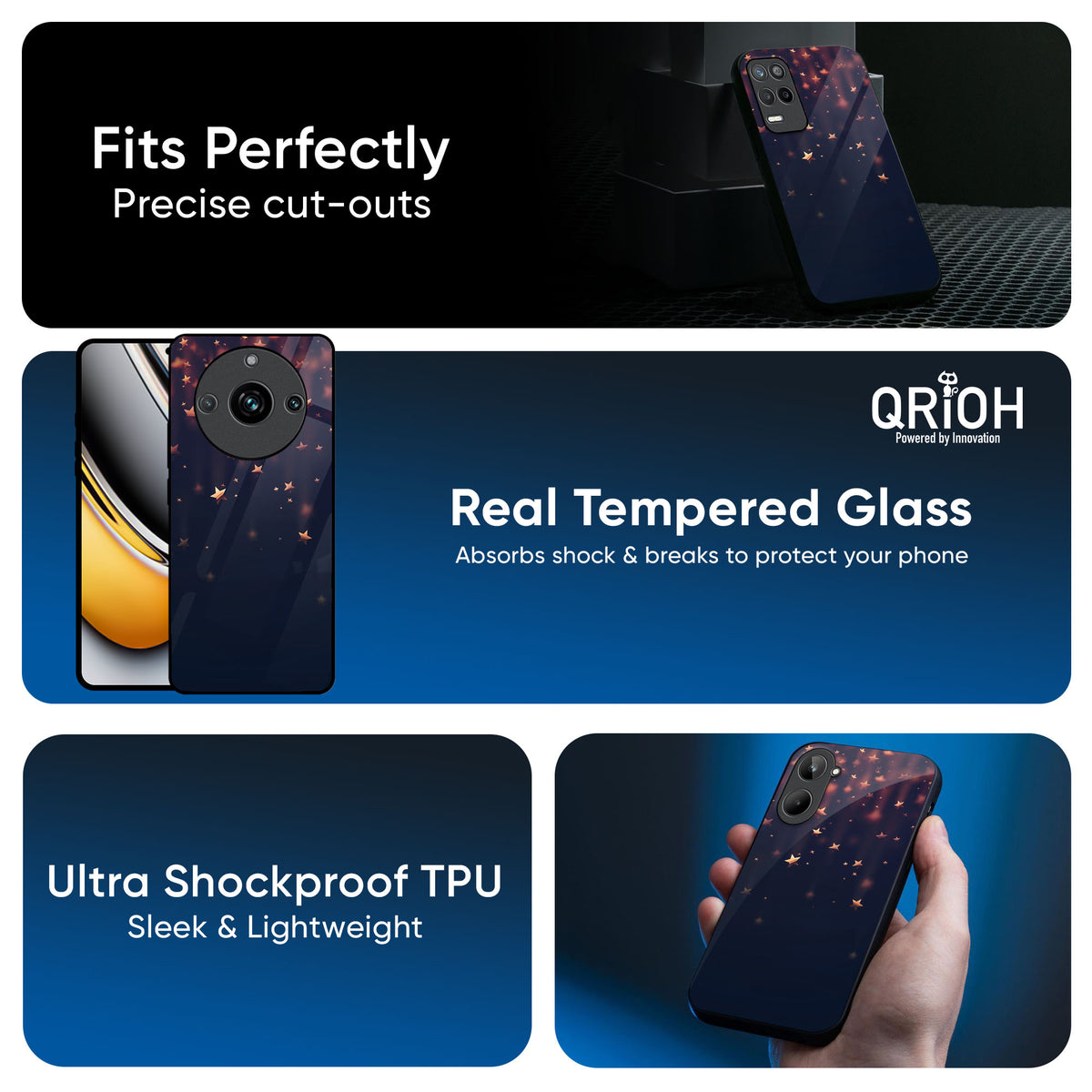 Falling Stars Glass Case For Realme GT7 Pro