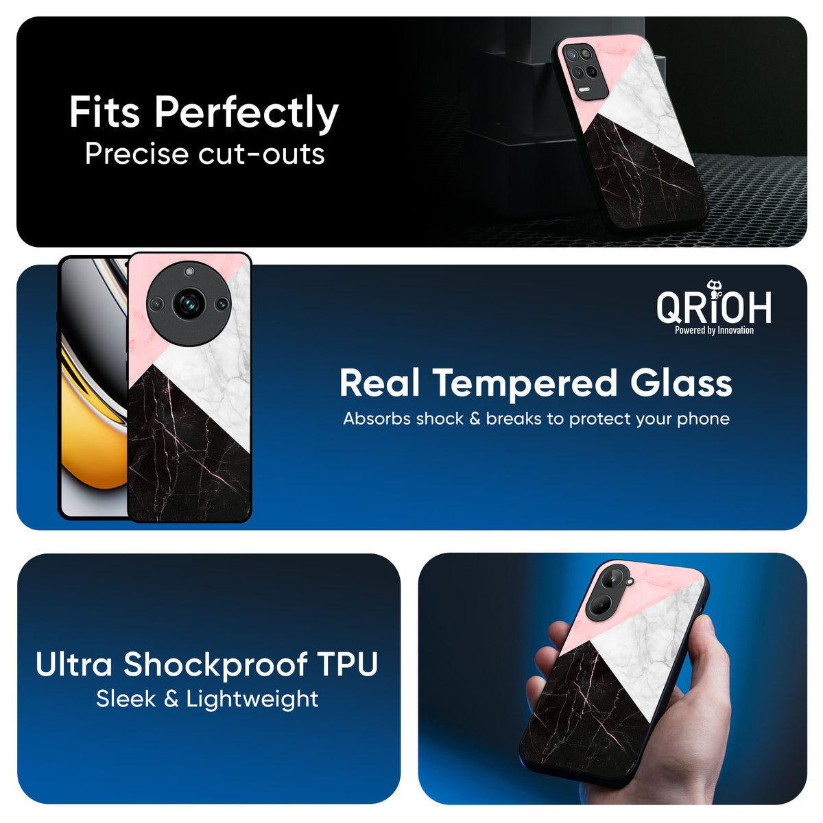 Marble Collage Art Glass Case For Realme 13 5G
