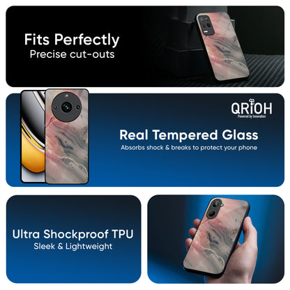Pink And Grey Marble Glass Case For Realme 13 5G