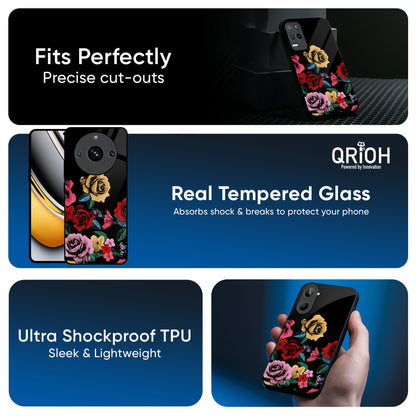 Floral Decorative Glass Case For Realme GT7 Pro