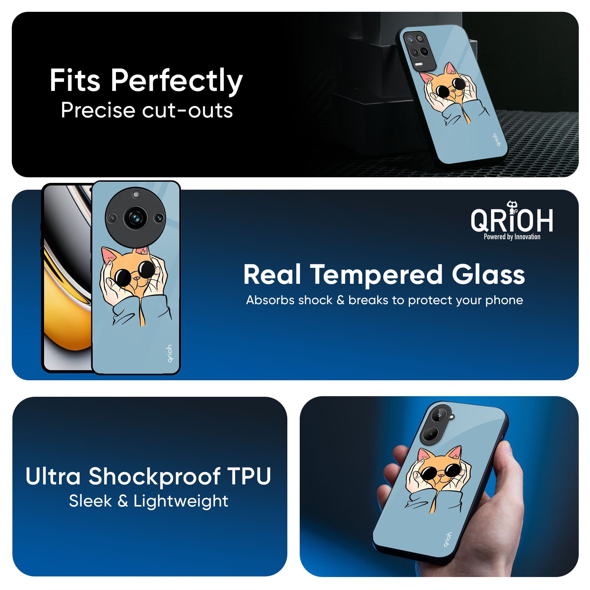 Adorable Cute Kitty Glass Case For Realme 13 5G