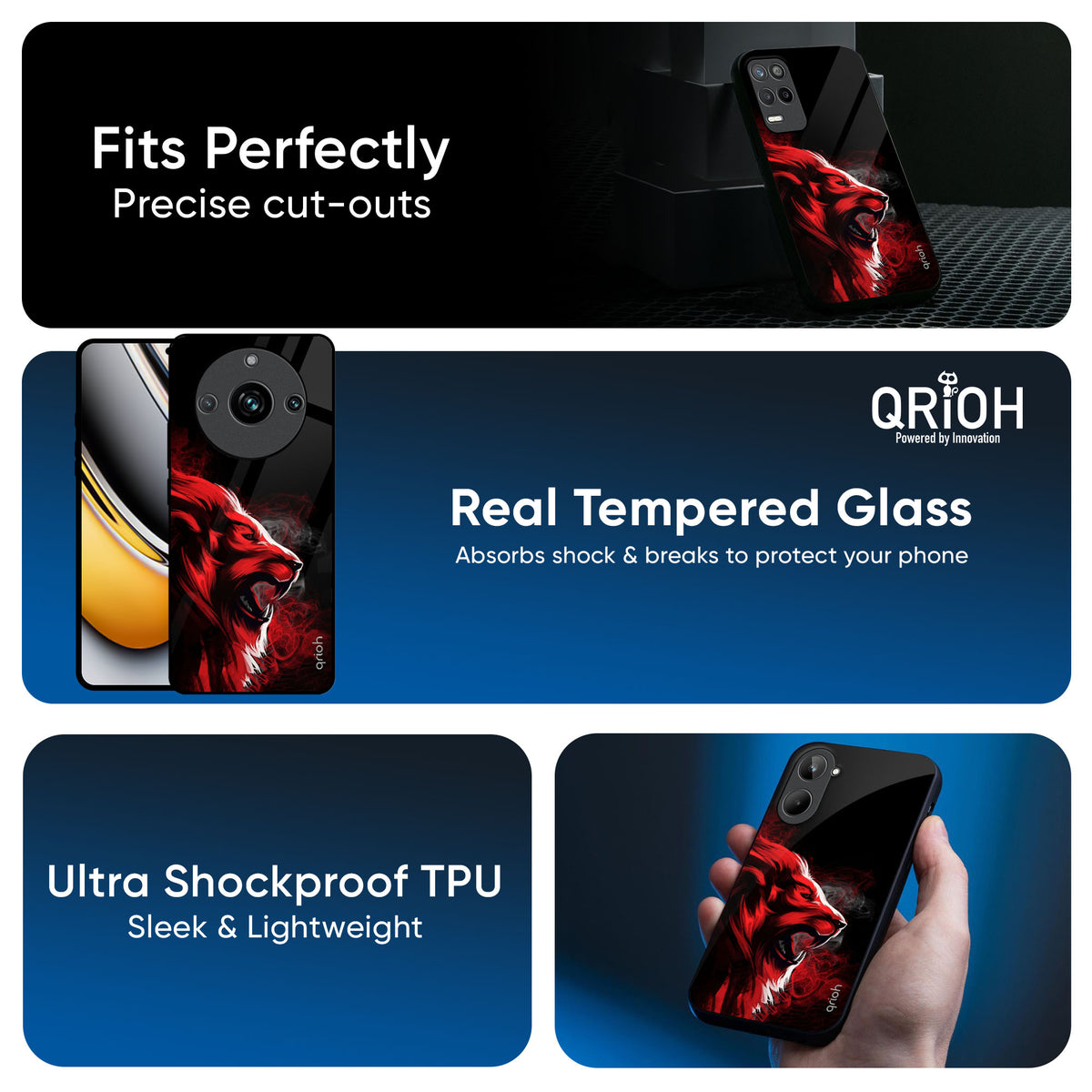 Red Angry Lion Glass Case for Realme 13 5G