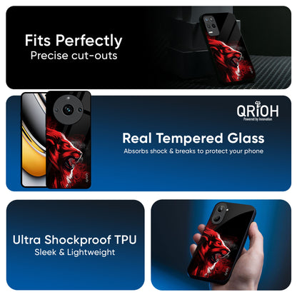 Red Angry Lion Glass Case for Realme GT7 Pro