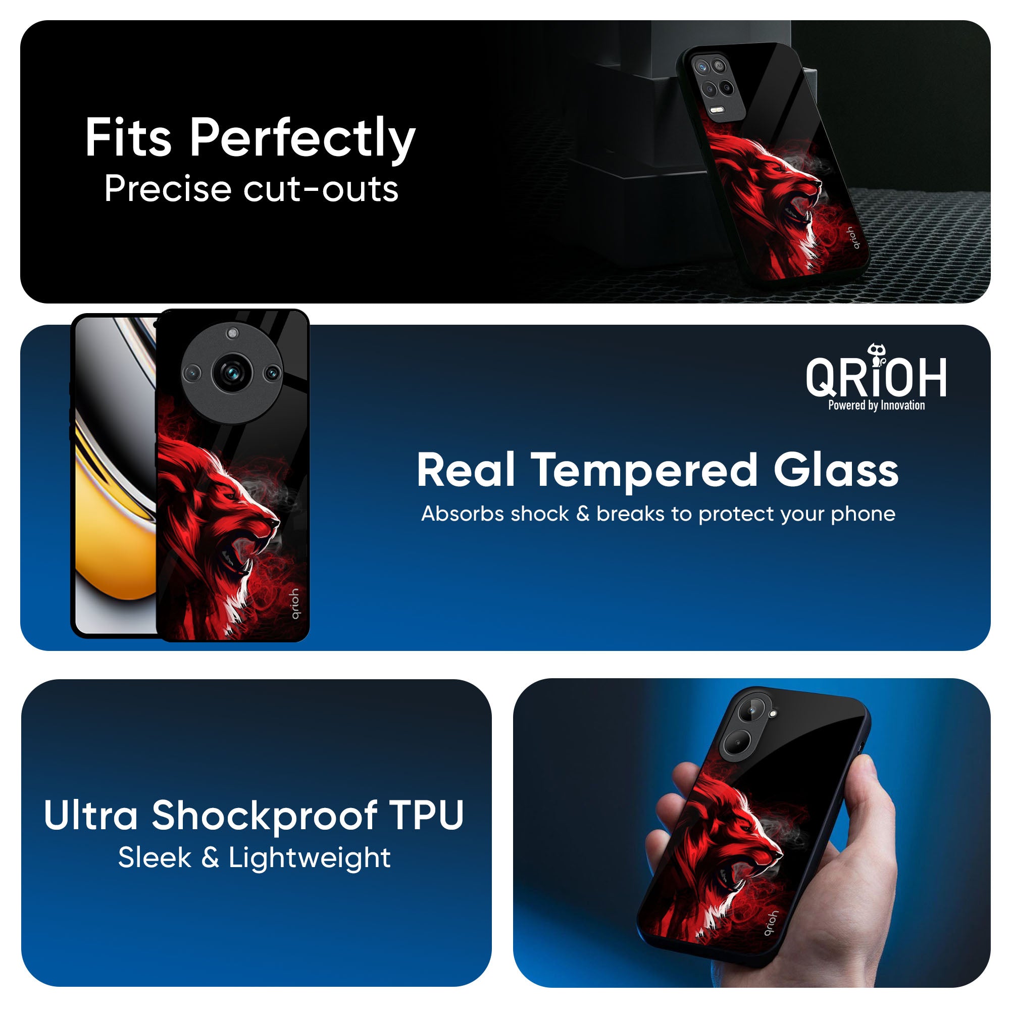 Red Angry Lion Glass Case for Realme 13 Pro Plus 5G