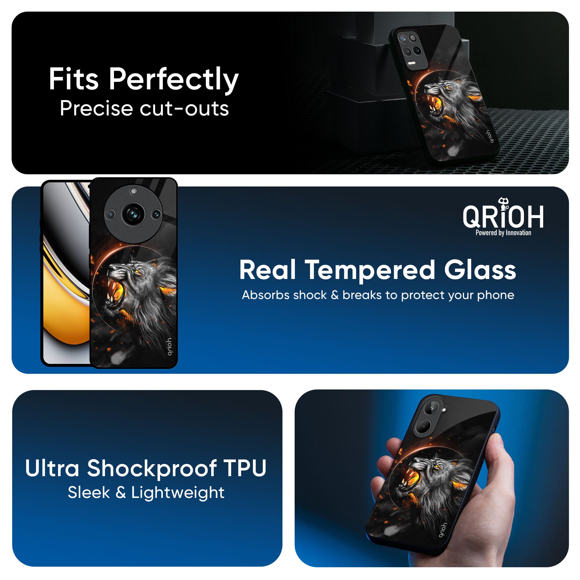 Aggressive Lion Glass Case for Realme 13 5G