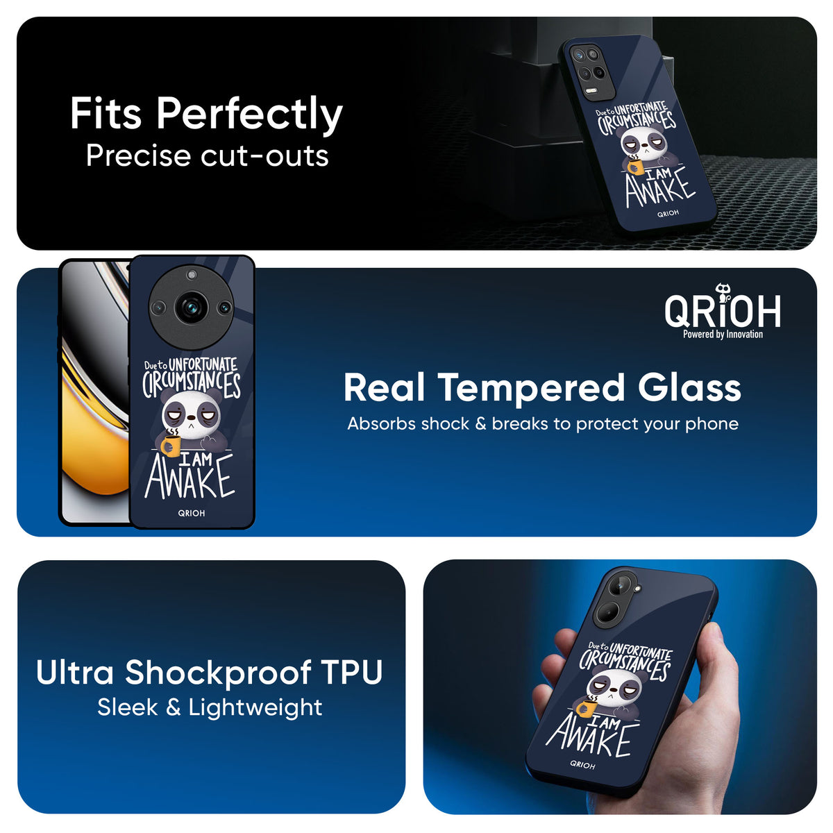 Struggling Panda Glass Case for Realme 13 5G
