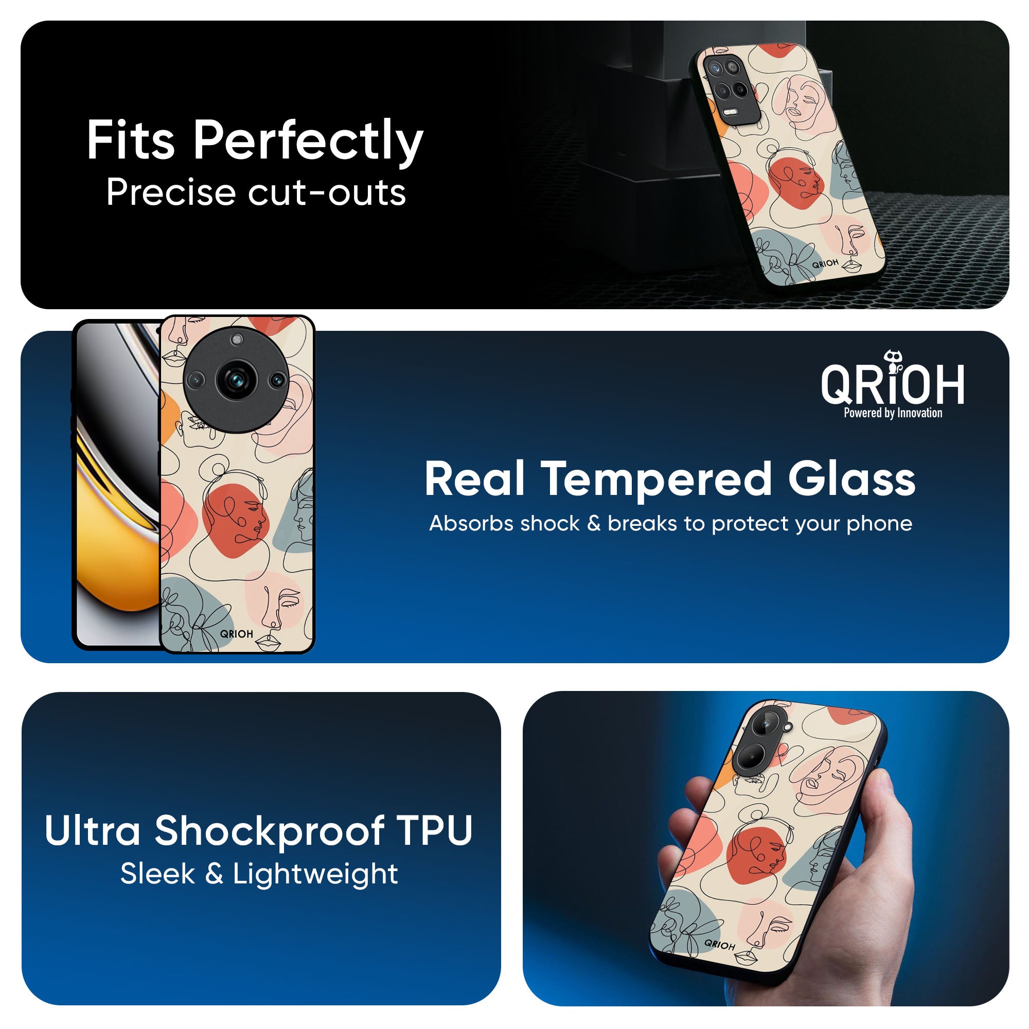 Abstract Faces Glass Case for Realme 13 5G