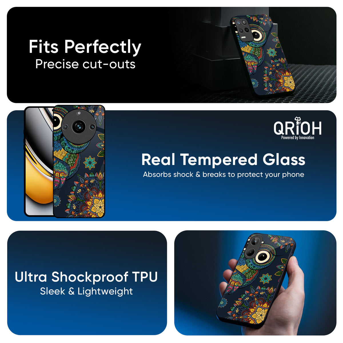 Owl Art Glass Case for Realme 13 5G