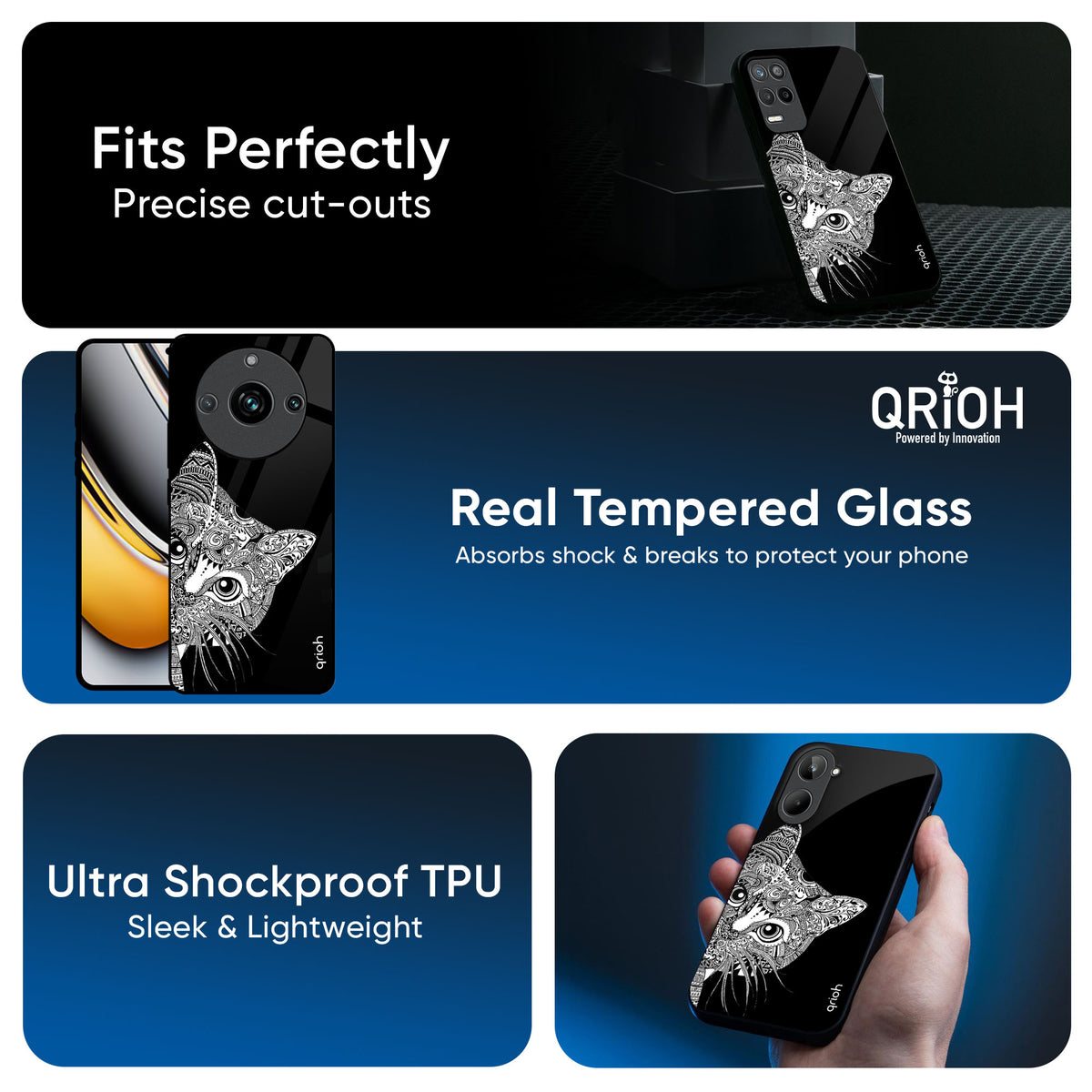 Kitten Mandala Glass Case for Realme 13 Pro Plus 5G