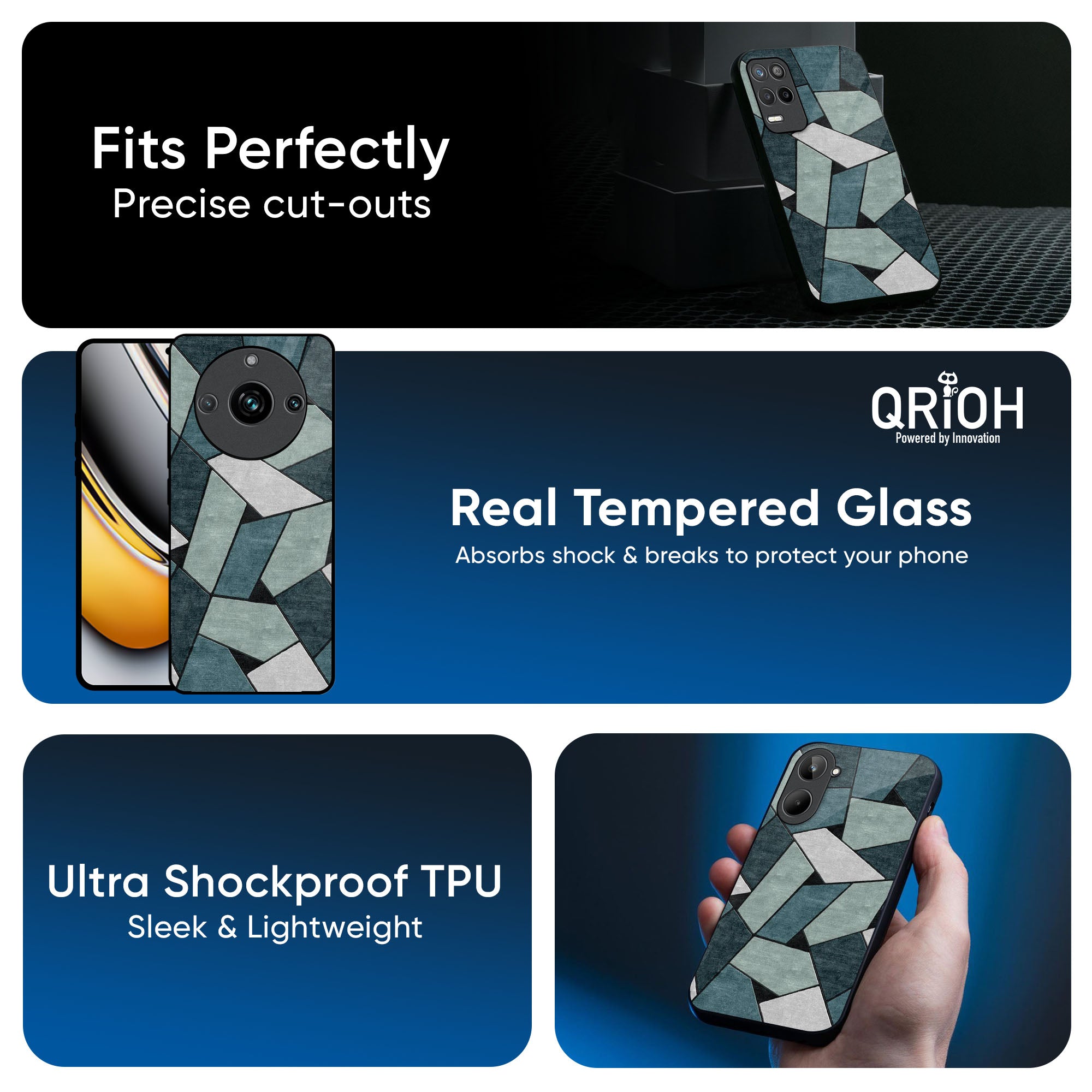 Abstact Tiles Glass Case for Realme 13 5G
