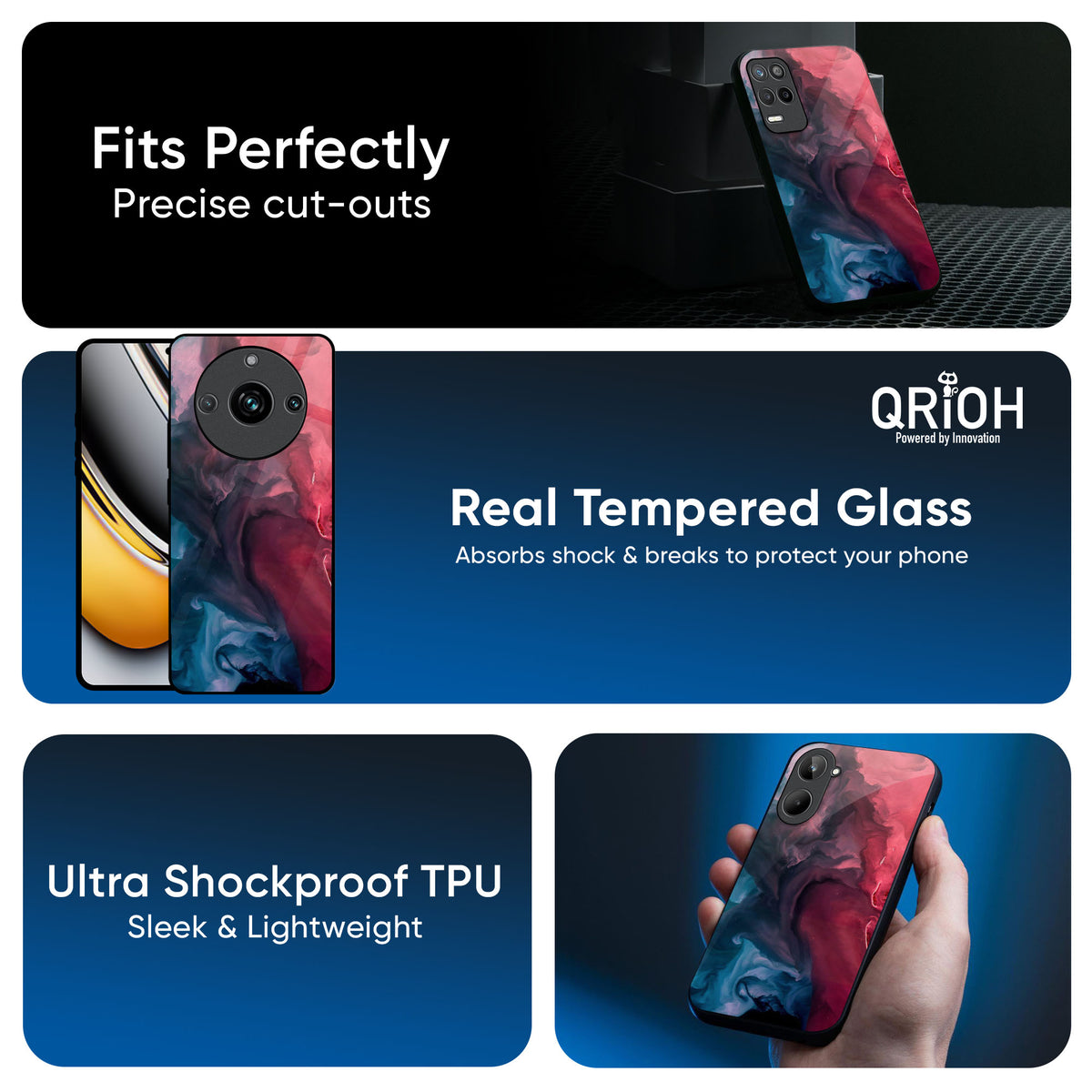 Blue & Red Smoke Glass Case for Realme Narzo 30 5G