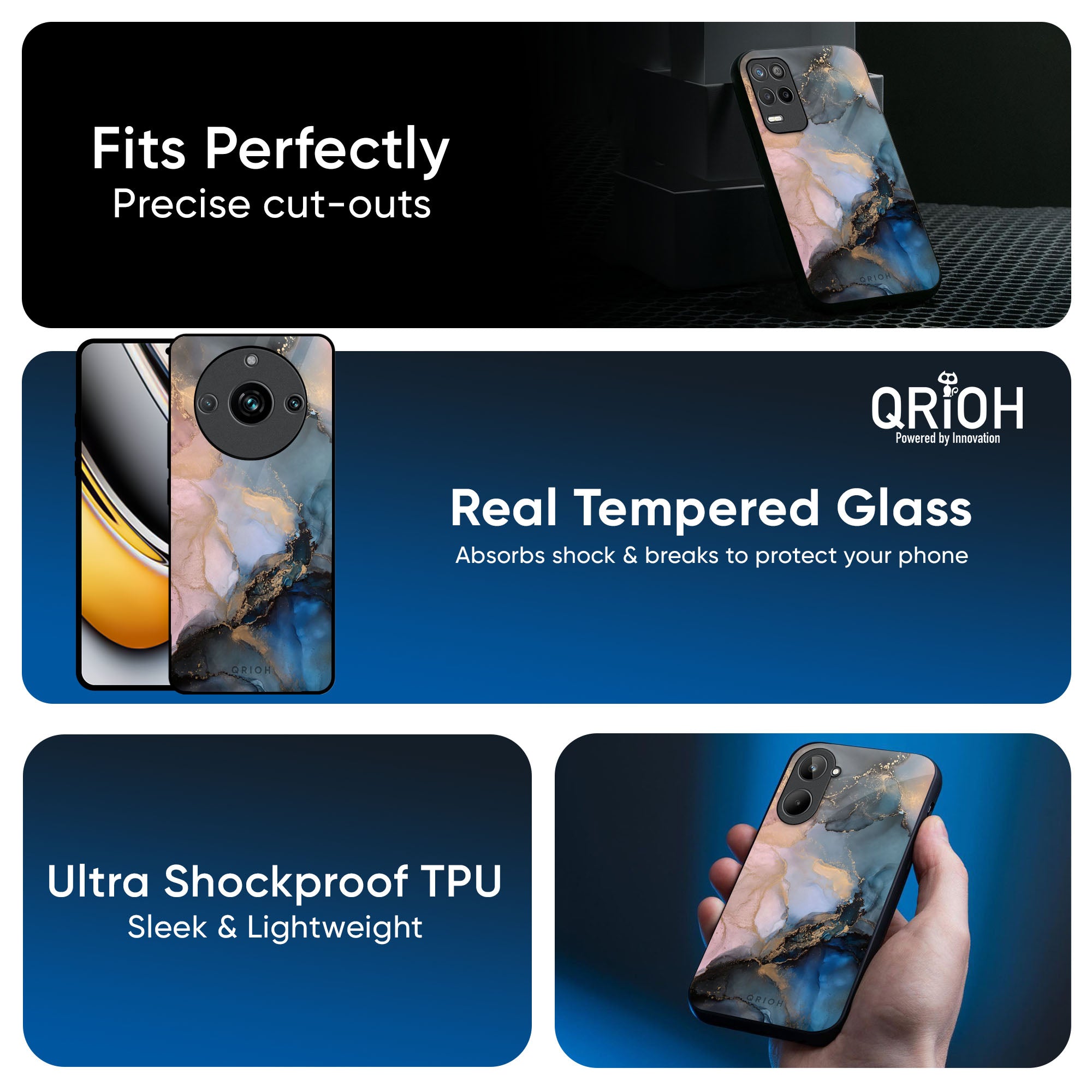 Marble Ink Abstract Glass Case for Realme GT7 Pro