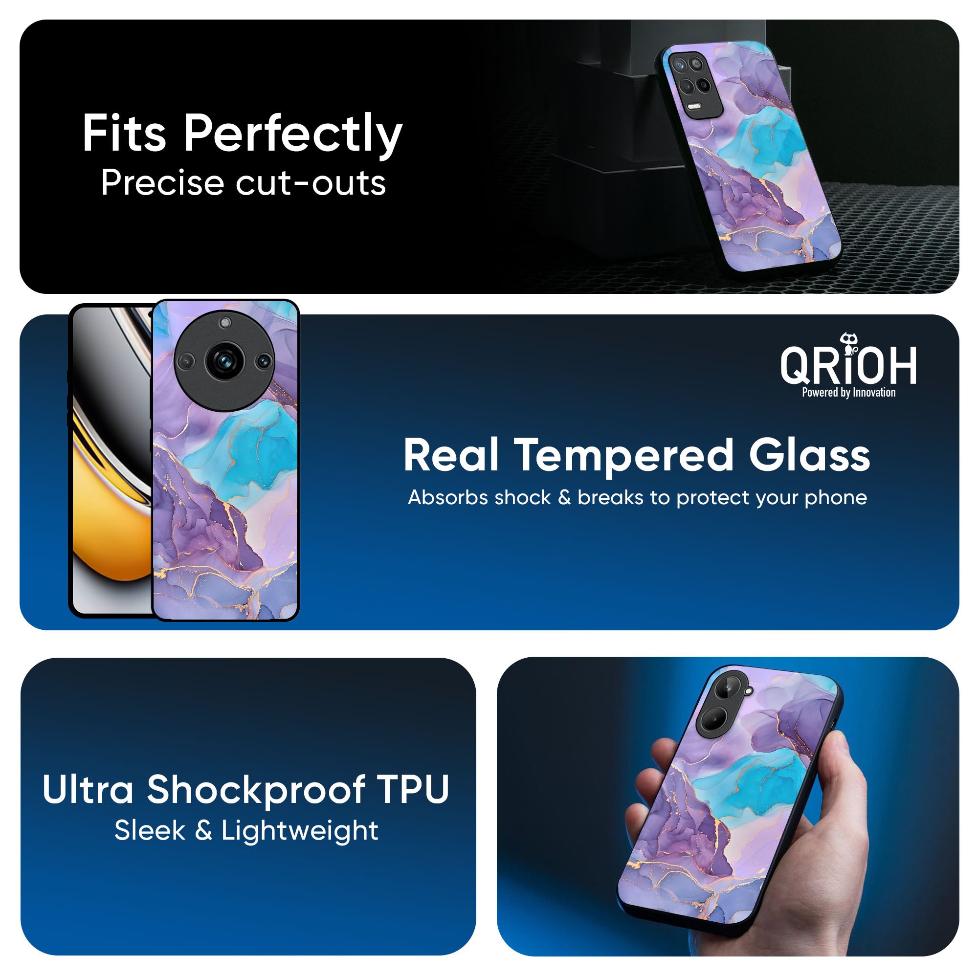 Alcohol ink Marble Glass Case for Realme 13 Plus 5G