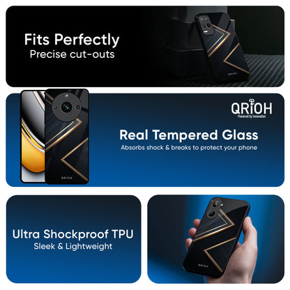 Sleek Golden & Navy Glass Case for Realme 13 Plus 5G