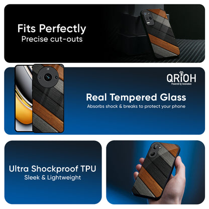 Tri Color Wood Glass Case for Realme 13 Pro Plus 5G