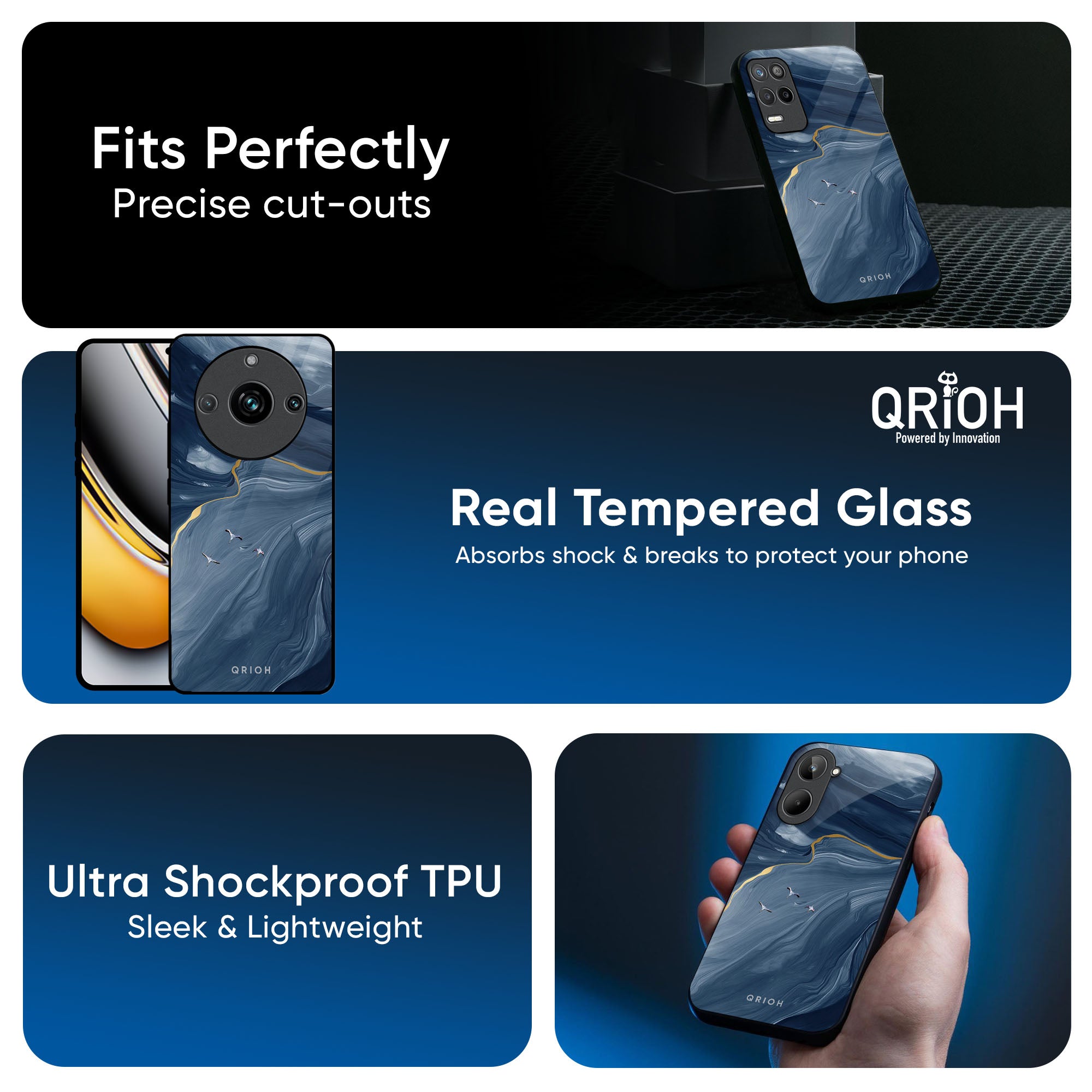 Deep Ocean Marble Glass Case for Realme 13 5G