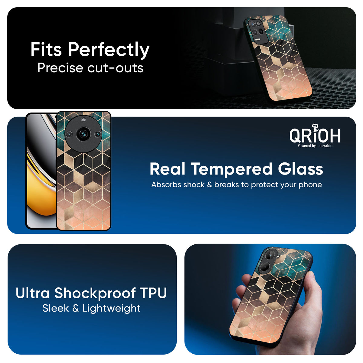 Bronze Texture Glass Case for Realme 13 Plus 5G