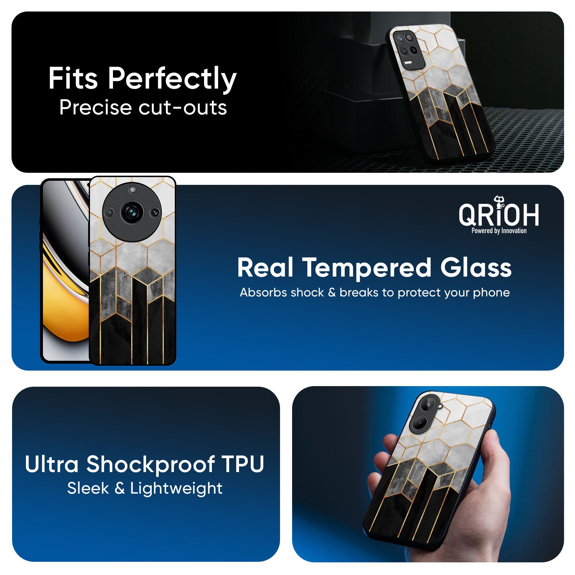 Tricolor Pattern Glass Case for Realme 13 Pro Plus 5G