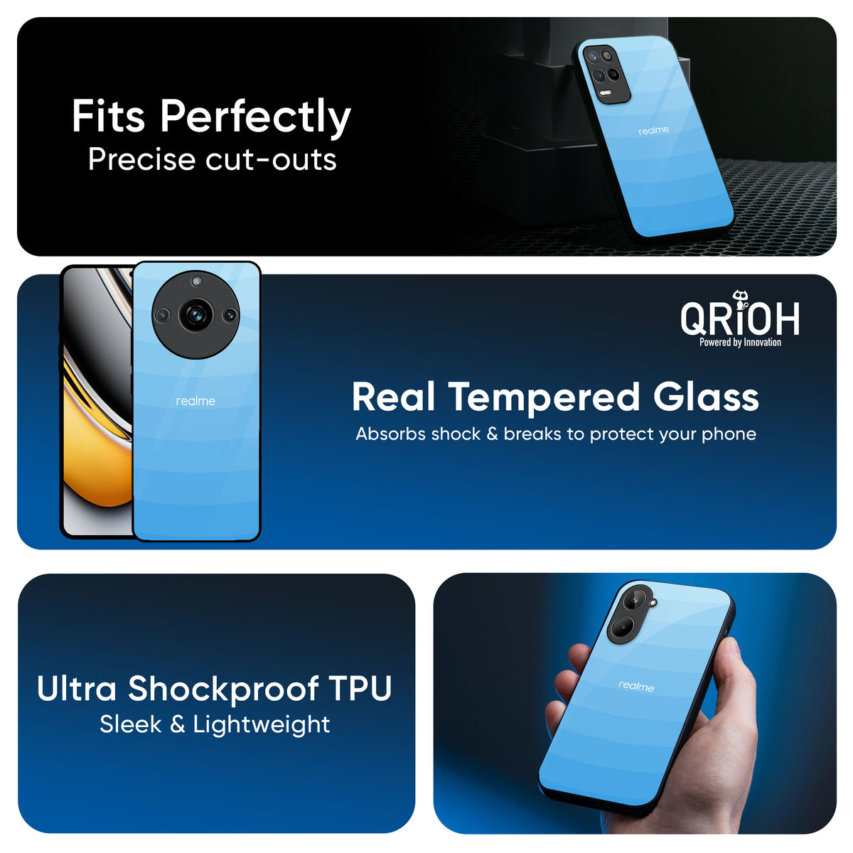 Wavy Blue Pattern Glass Case for Realme 13 5G
