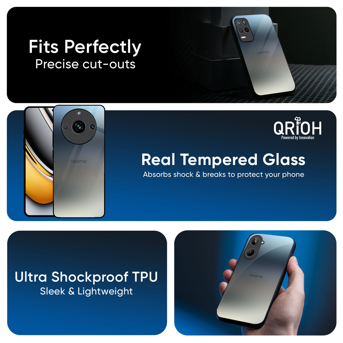 Tricolor Ombre Glass Case for Realme 13 5G