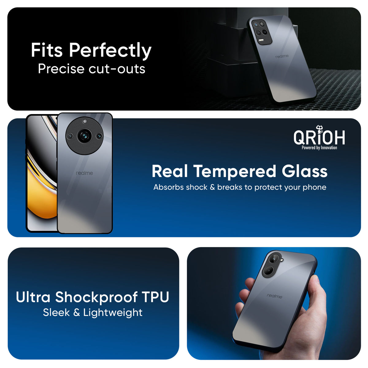 Space Grey Gradient Glass Case for Realme 13 5G