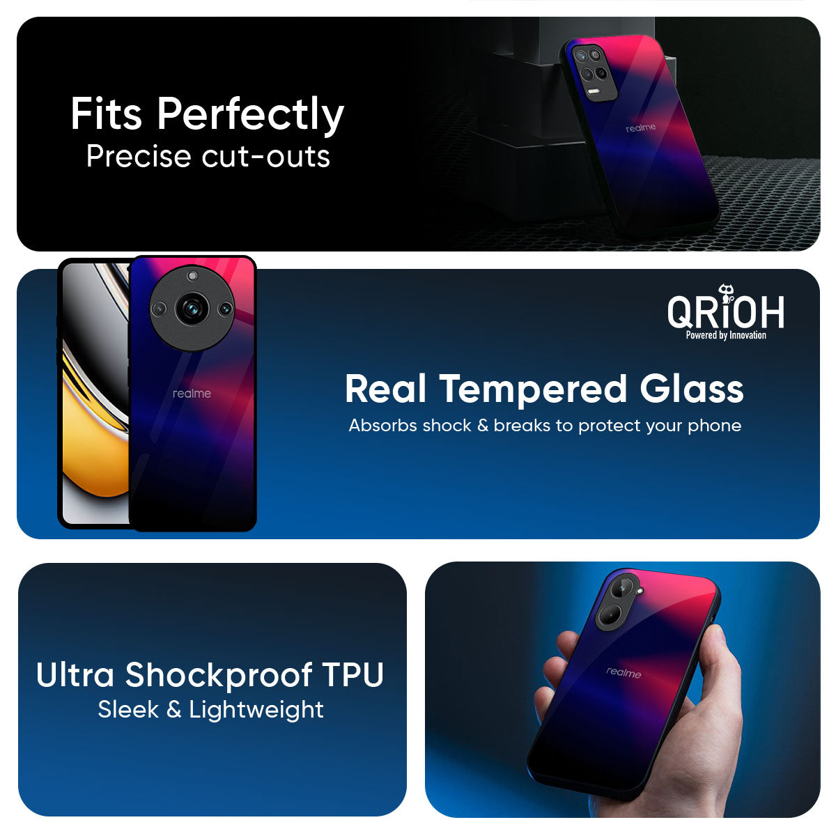 Blue Ombre Glass Case for Realme GT7 Pro