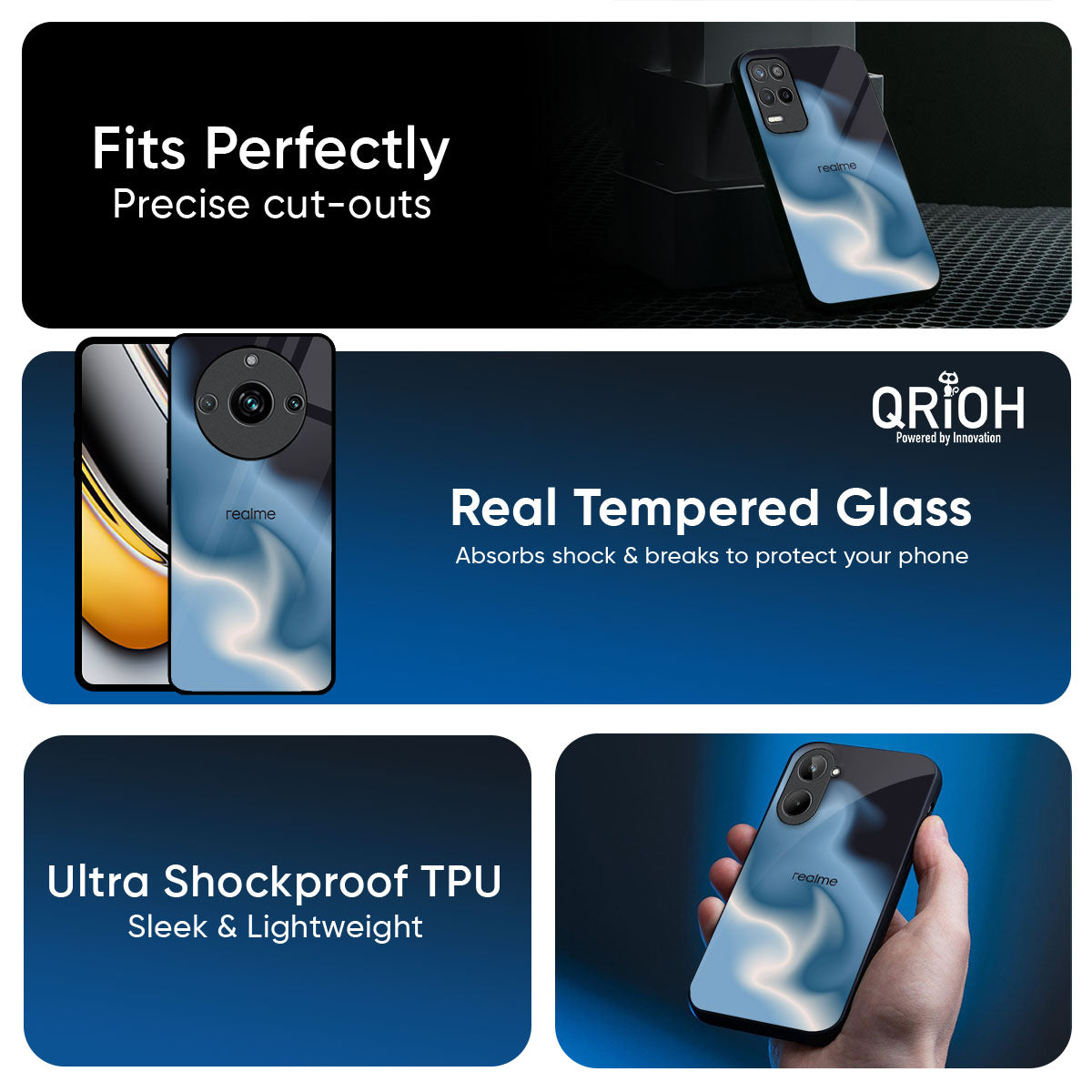 Blue Waves Glass Case for Realme GT7 Pro