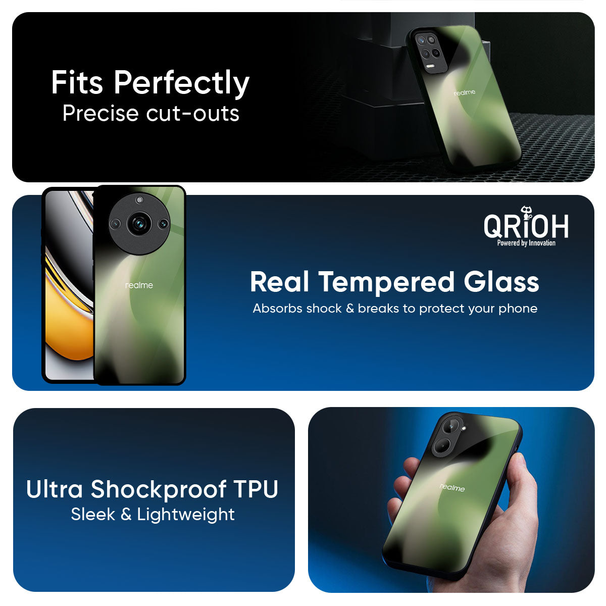 Green Tornado Glass Case for Realme GT7 Pro