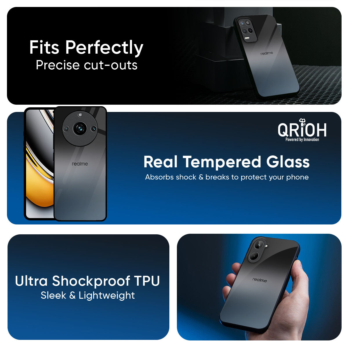 Dramatic Grey Glass Case for Realme GT7 Pro