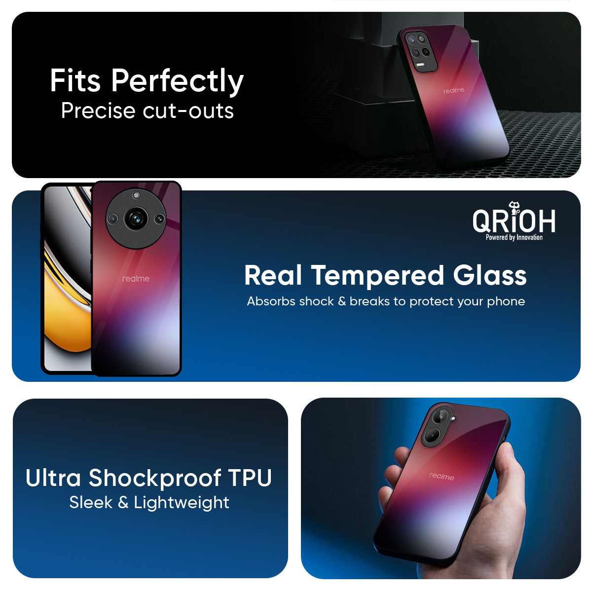 Gaussian Red Glass Case for Realme GT7 Pro