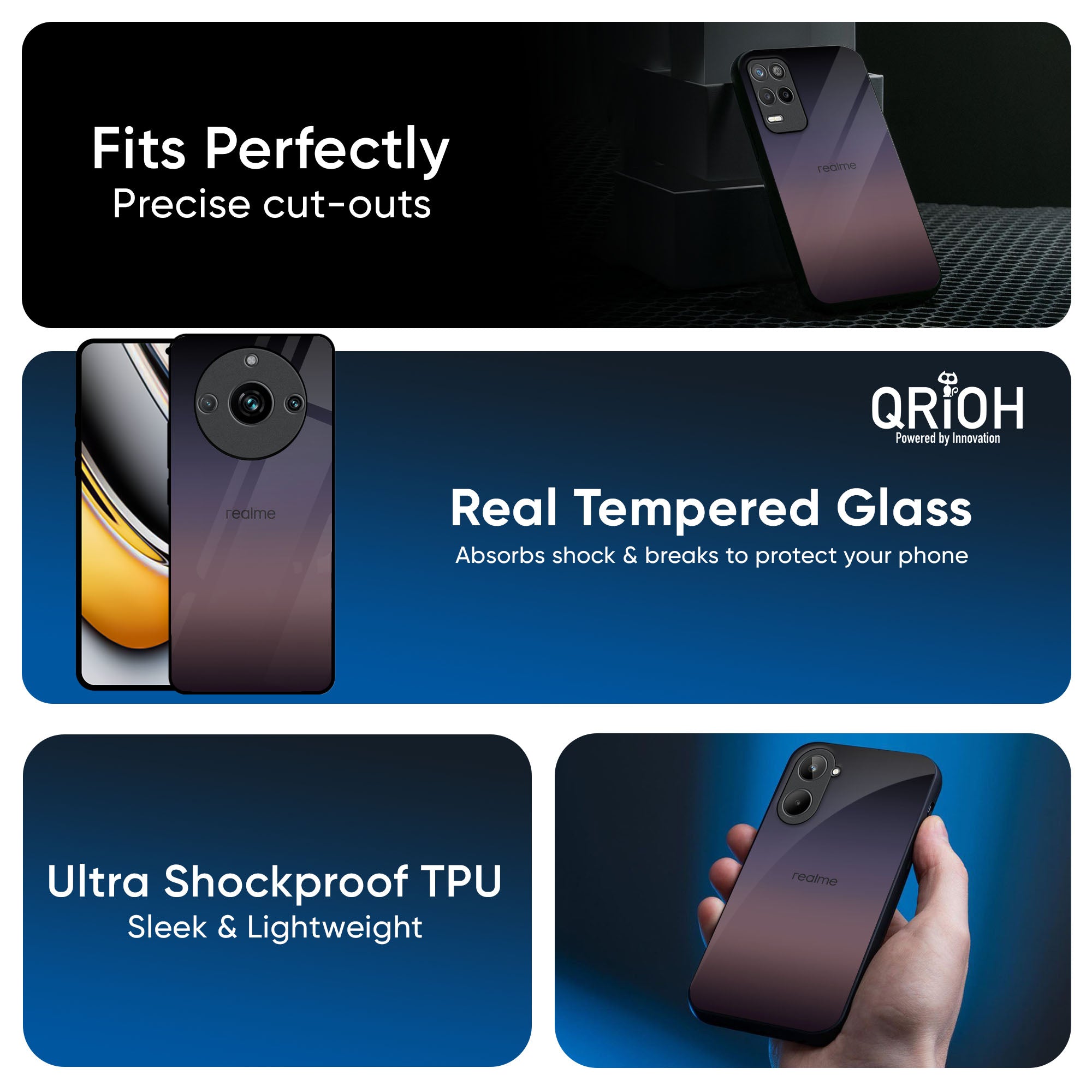 Grey Ombre Glass Case for Realme GT7 Pro