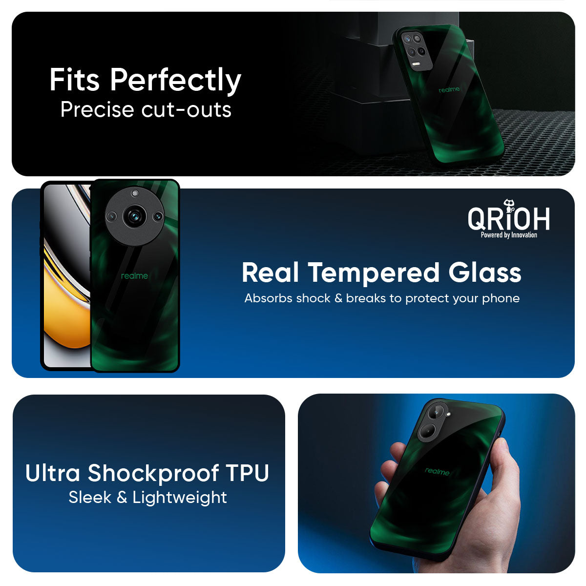 Green Well Glass Case for Realme GT7 Pro